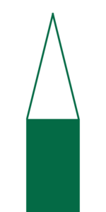 Förenklad teckning visar på graden av smalning på en långspetsig nål.