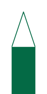 Förenklad teckning visar på graden av smalning på en kortspetsig nål.