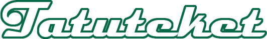 Logo: mörkgrön siluett av texte: Tatuteket.