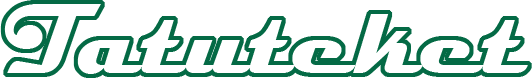 Logo: mörkgrön siluett av texte: Tatuteket.